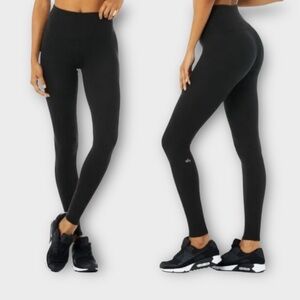 ALO Yoga High-Rise Waffle Knit Black Leggings